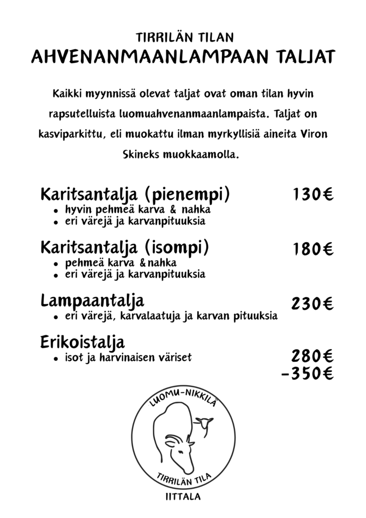 lampaantaljojen hinnasto